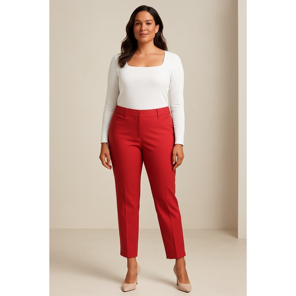 Talbots Hampshire Ankle Pants Red Cherry Cotton Blend Sz 12